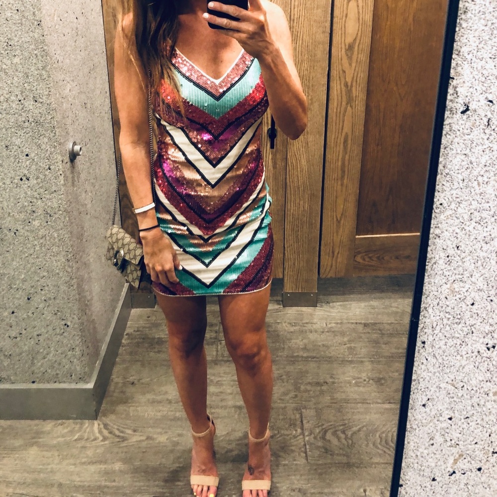 Express chevron sequin dress size XS